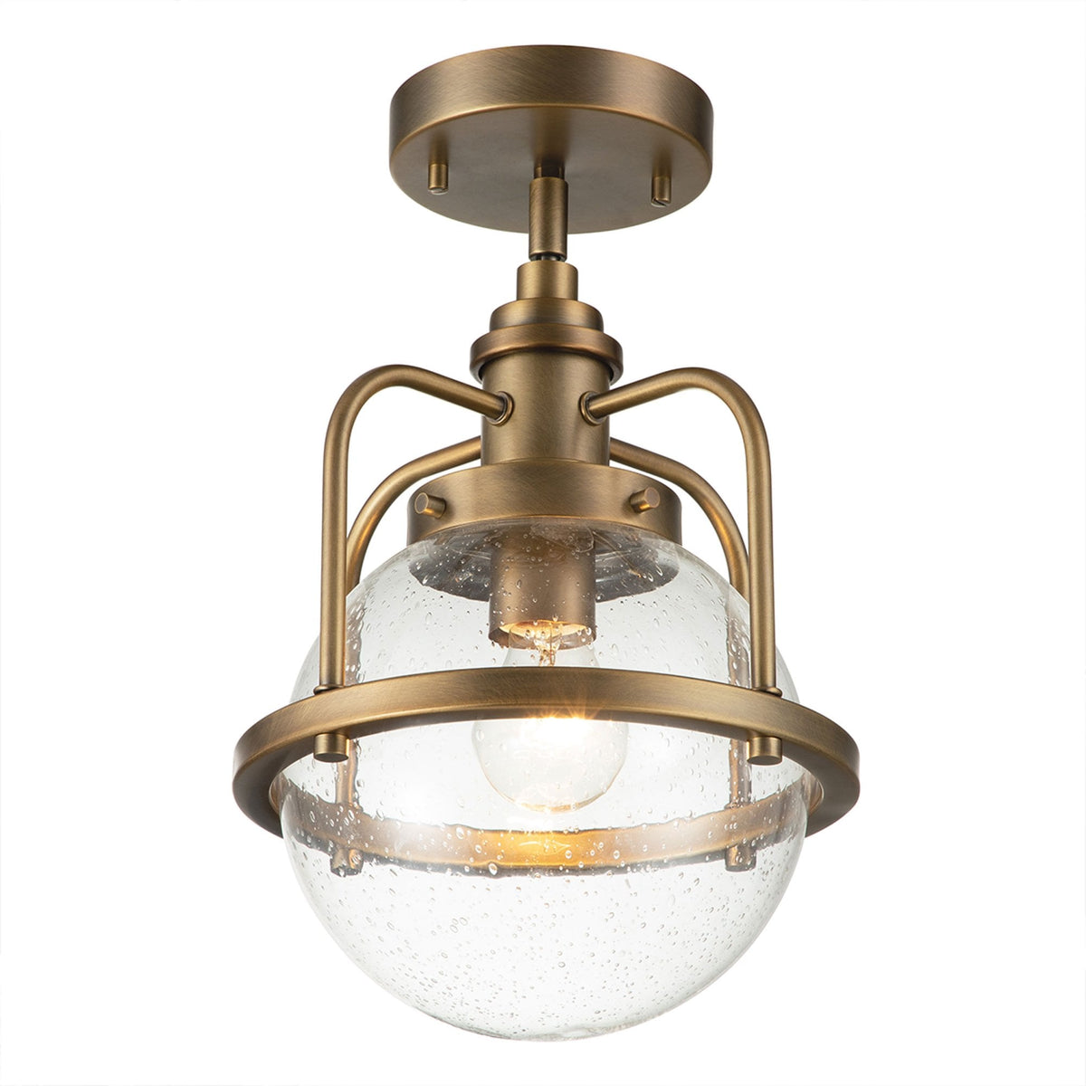 Triocent IP44 Pendant or Semi Flush Light in Natural Brass