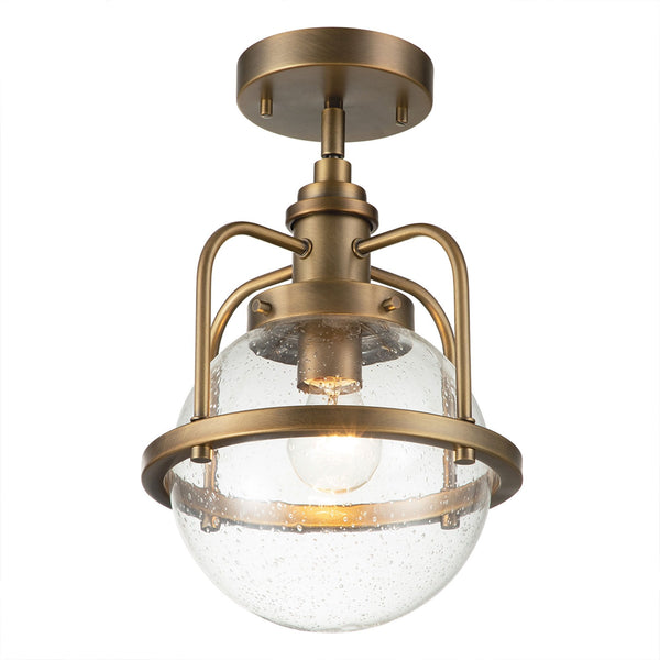 Triocent IP44 Pendant or Semi Flush Light in Natural Brass