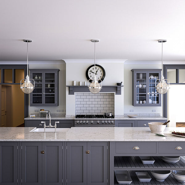 Triocent IP44 Pendant or Semi Flush Light in Polished Nickel