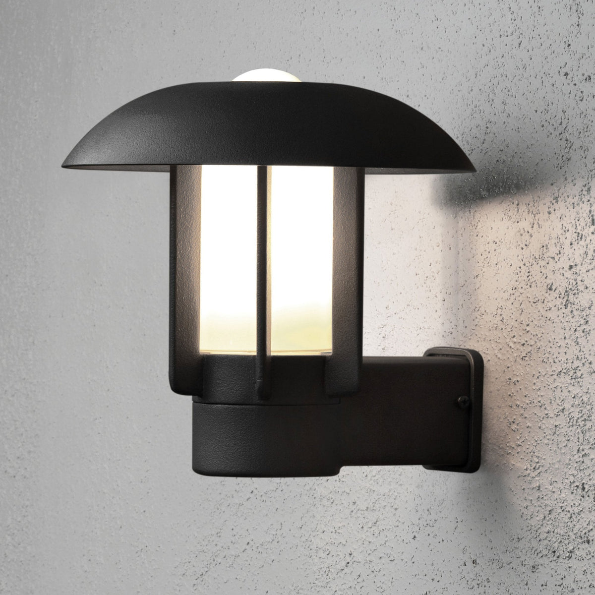 Heimdal IP44 Wall Light in Black with Opal Glass