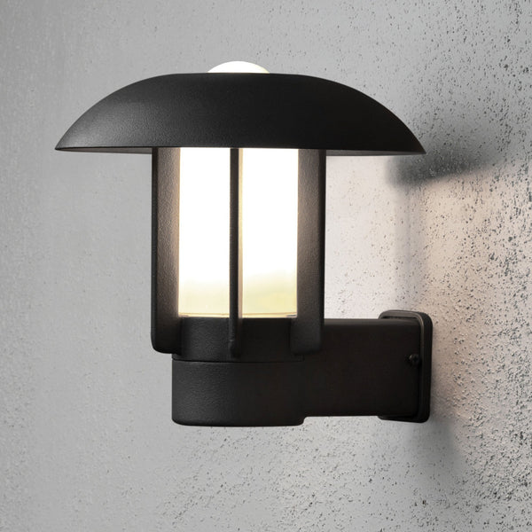 Heimdal IP44 Wall Light in Black with Opal Glass