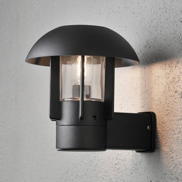 Heimdal IP44 Small Wall Light in Black with Clear Glass