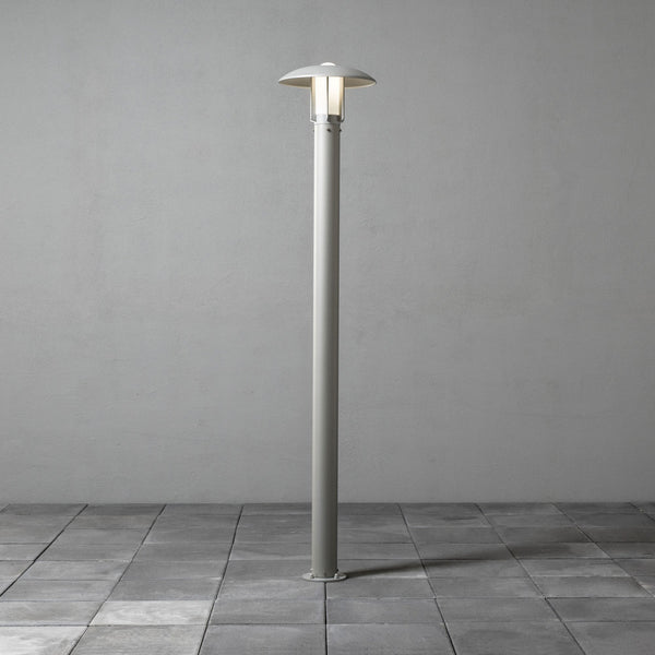 Heimdal 200cm IP44 Post Light in Grey with Opal Glass