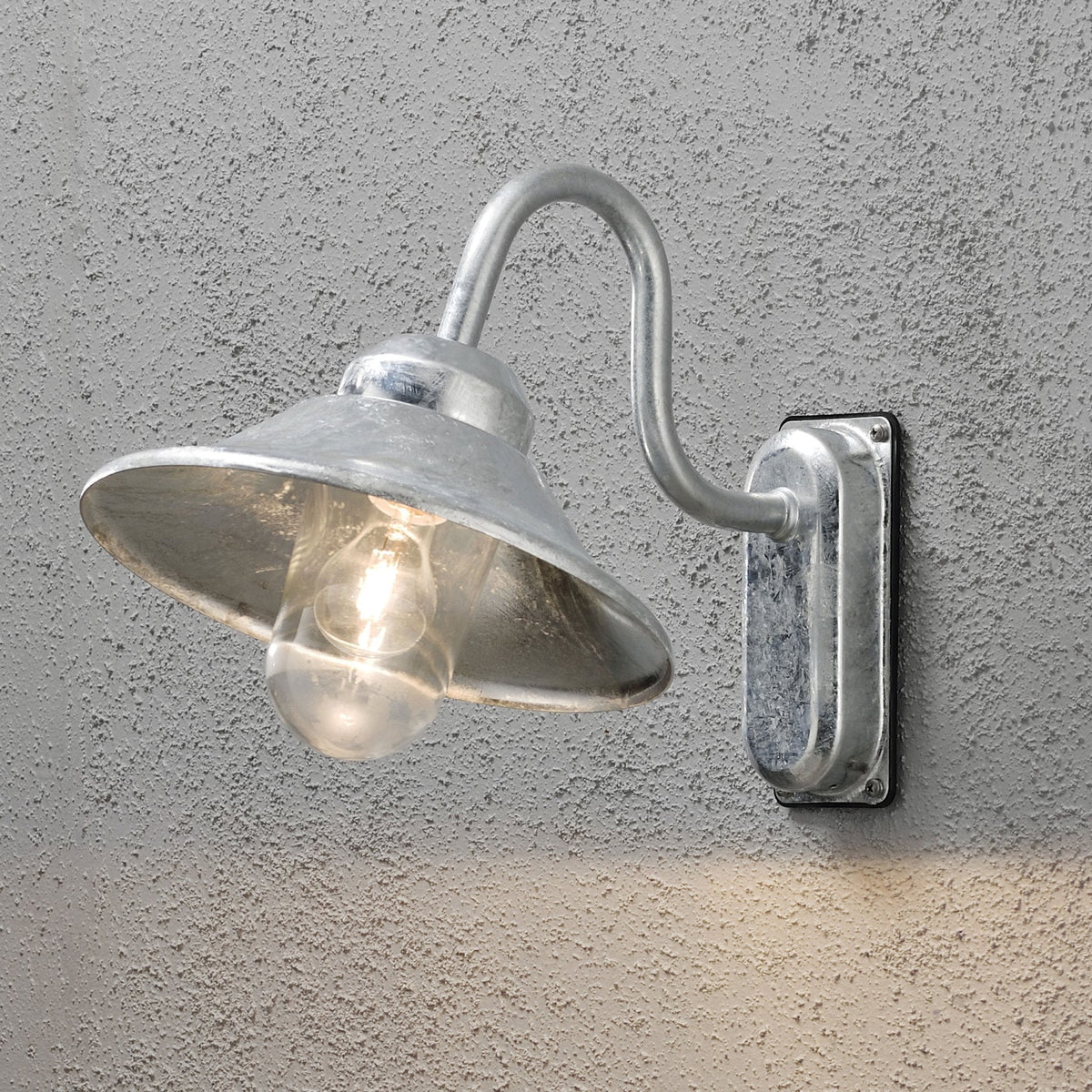 Vega Hook IP23 E27 Wall Light in a Galvanized Finish