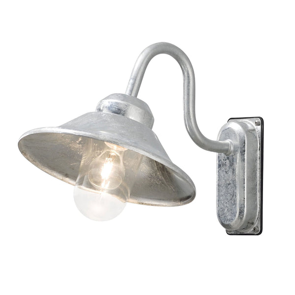 Vega Hook IP23 E27 Wall Light in a Galvanized Finish