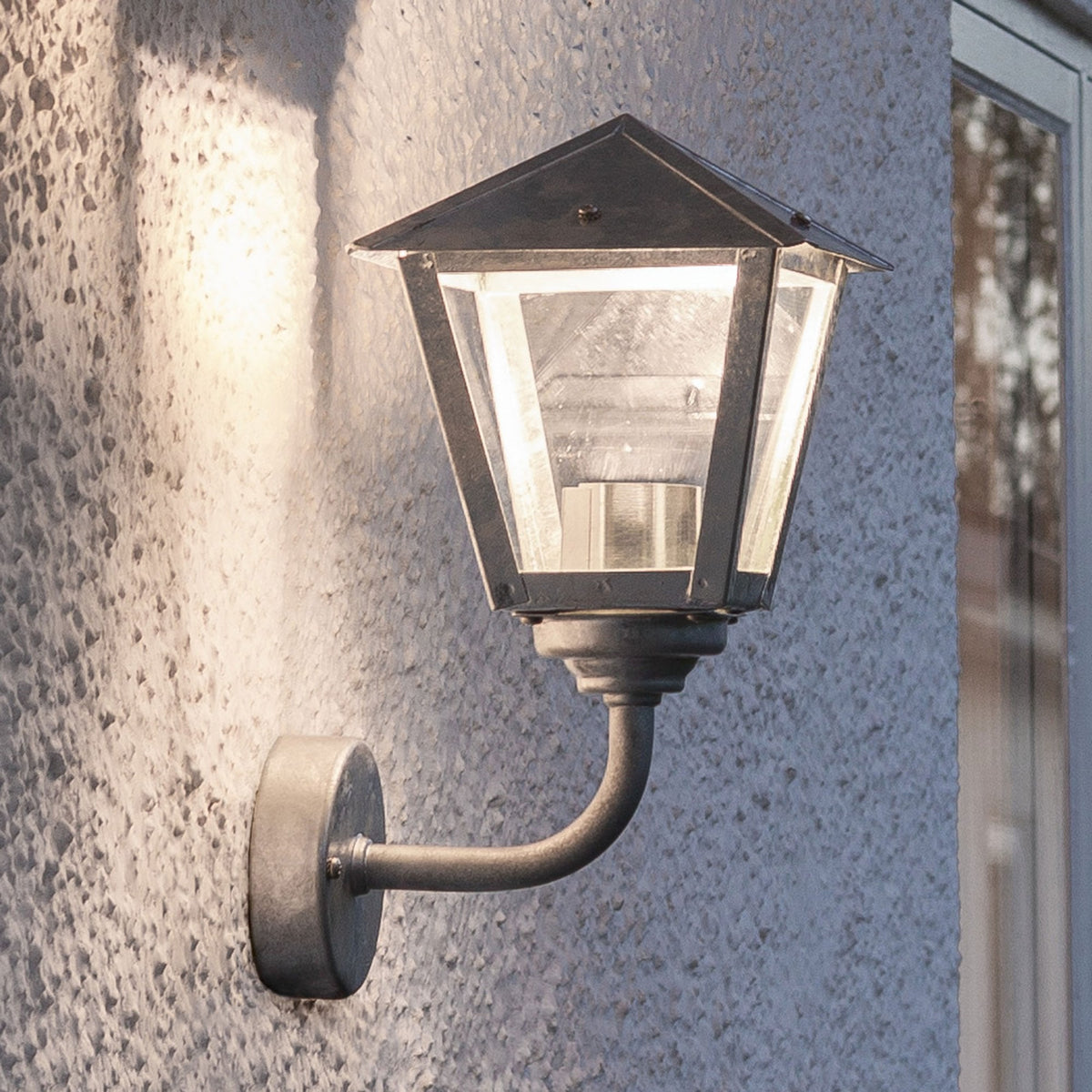 Benu IP23 LED Up Wall Light in a Galvanized Finish