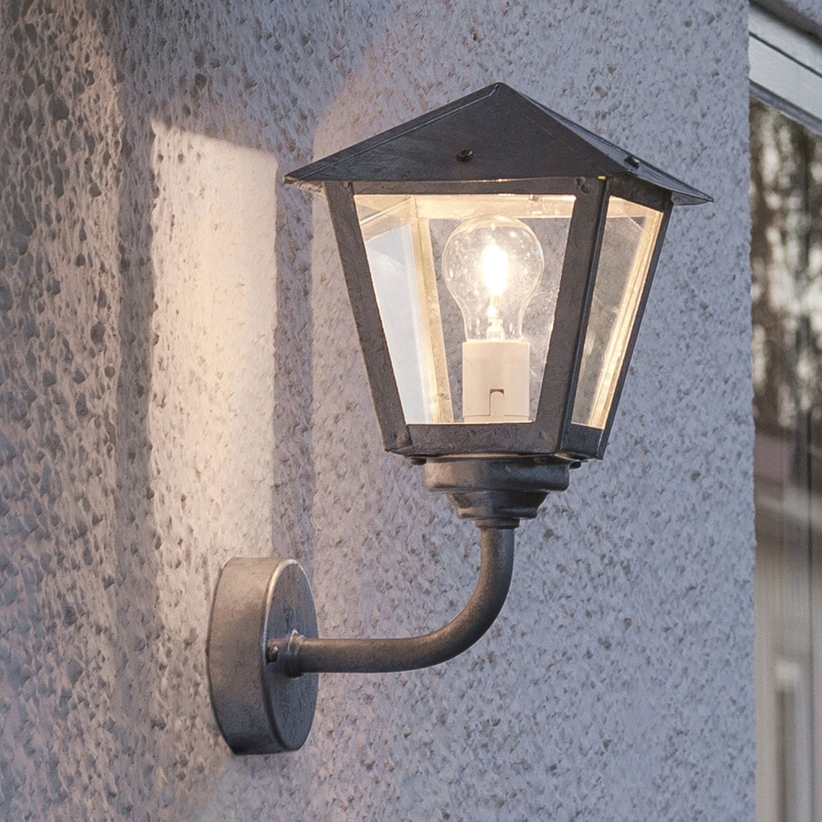 Benu IP23 E27 Up Wall Light in a Galvanized Finish