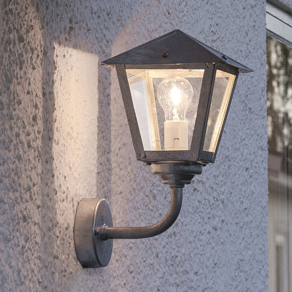 Benu IP23 E27 Up Wall Light in a Galvanized Finish