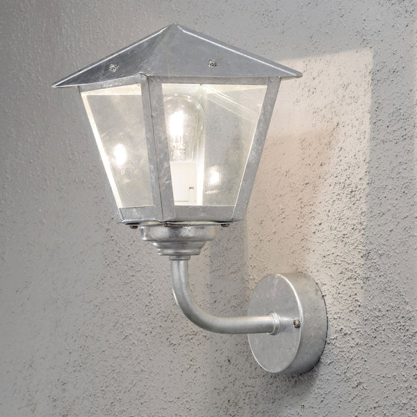 Benu IP23 E27 Up Wall Light in a Galvanized Finish