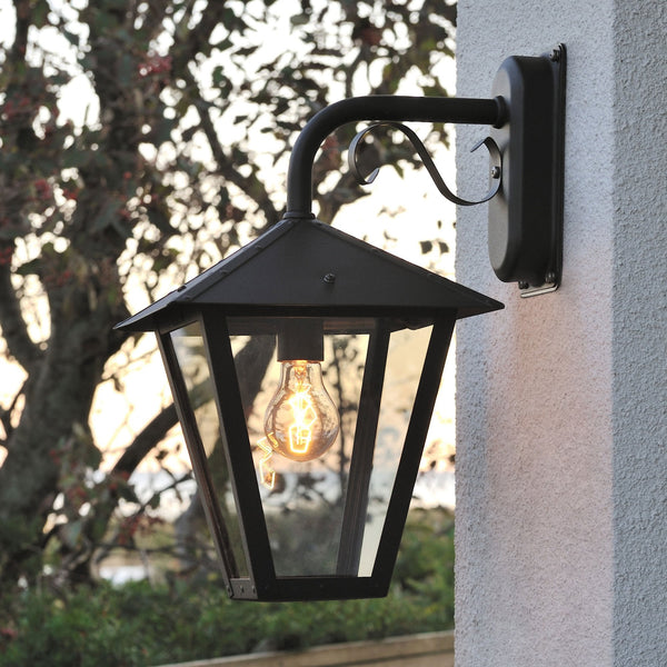 Benu Scroll IP23 E27 Down Wall Light in Black