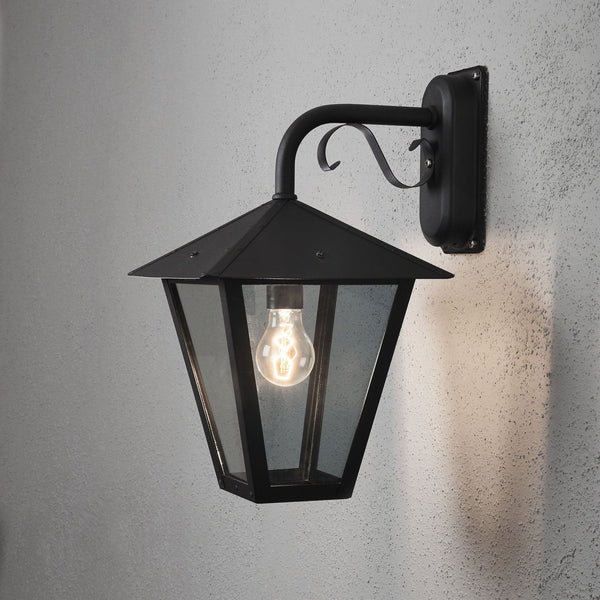 Benu Scroll IP23 E27 Down Wall Light in Black