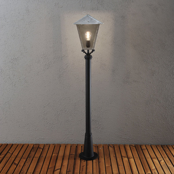 Benu IP23 Galvanized Path Light with Black Persius Pole