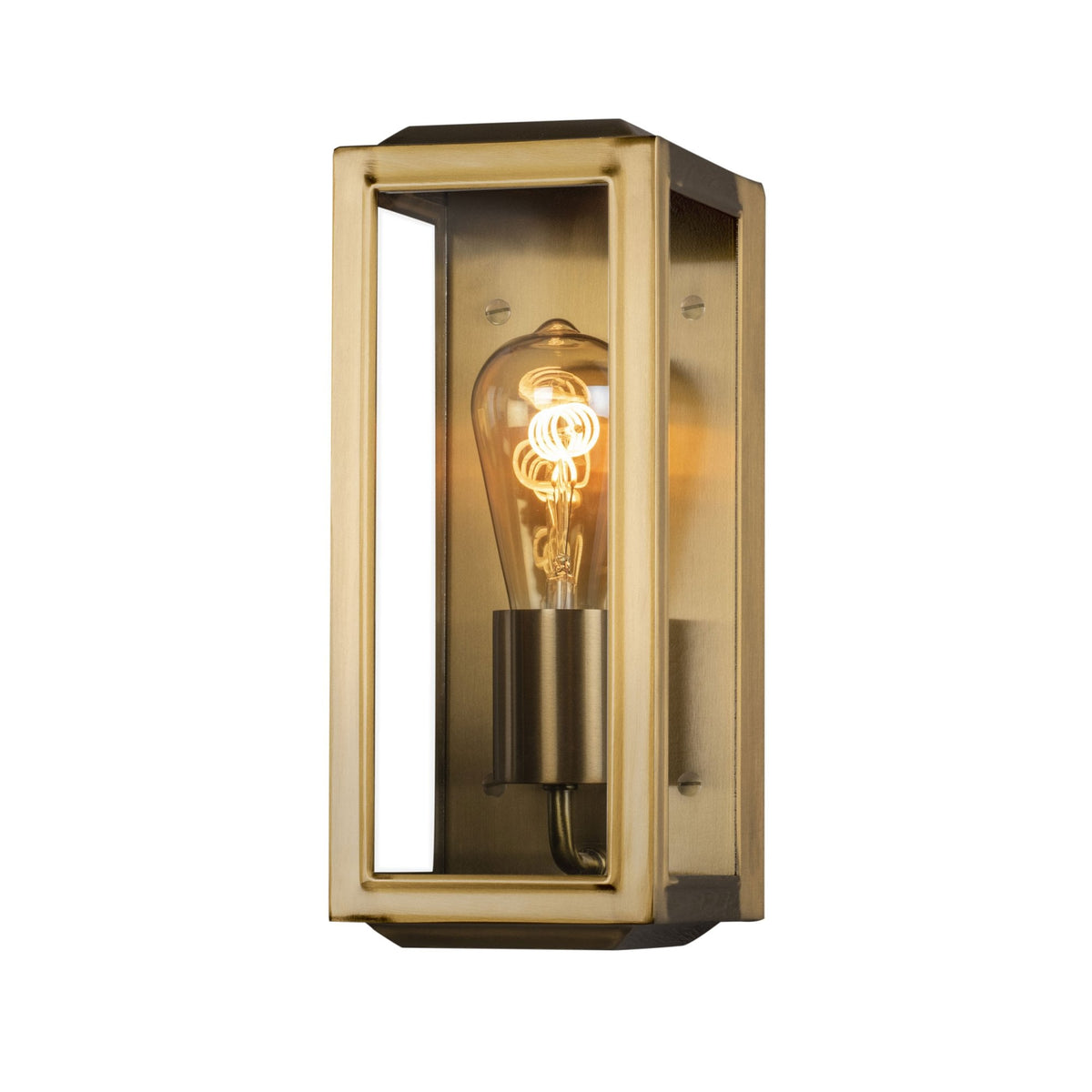 Carpi Small IP44 Exterior Wall Light in Brass