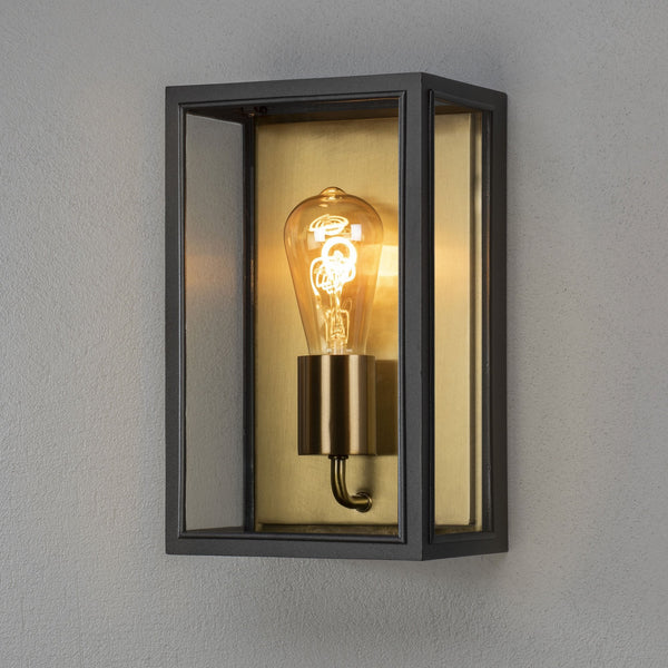 Carpi Medium IP44 Exterior Wall Light in Black & Brass