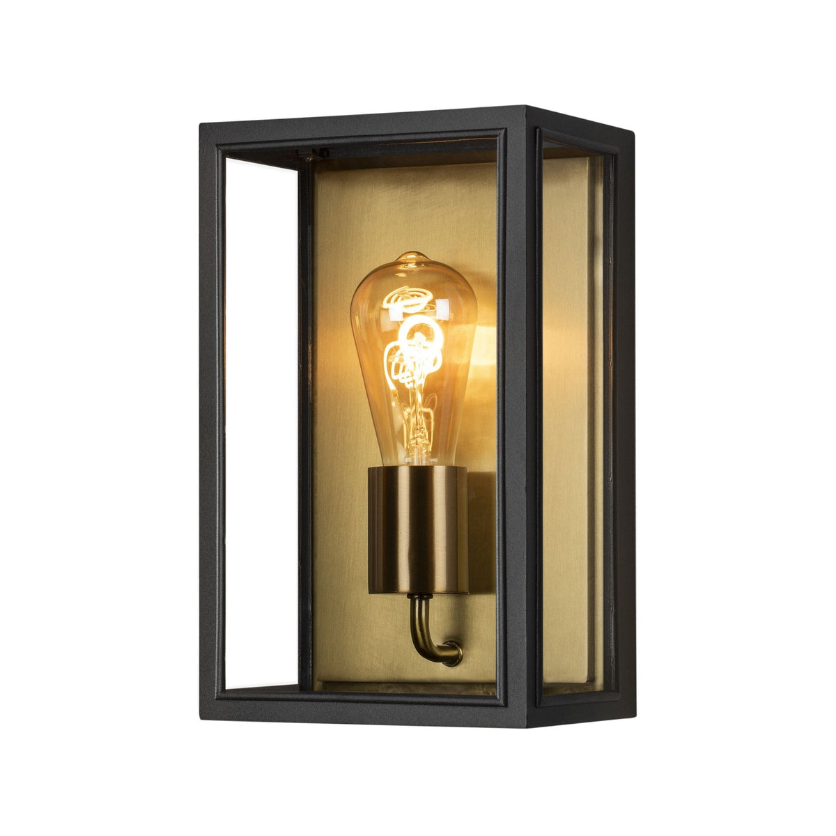Carpi Medium IP44 Exterior Wall Light in Black & Brass