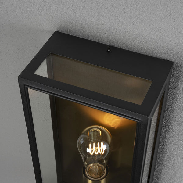 Carpi Large IP44 Exterior Wall Light in Black & Brass