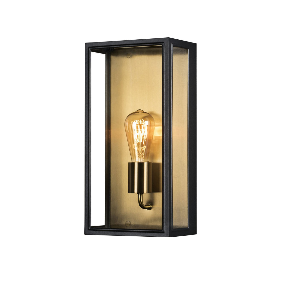 Carpi Large IP44 Exterior Wall Light in Black & Brass