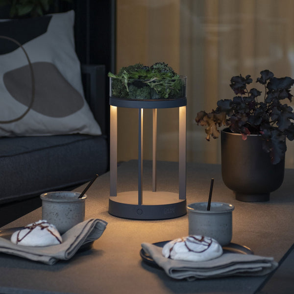 Chieti IP54 USB Charged LED Table Light in Dark Grey