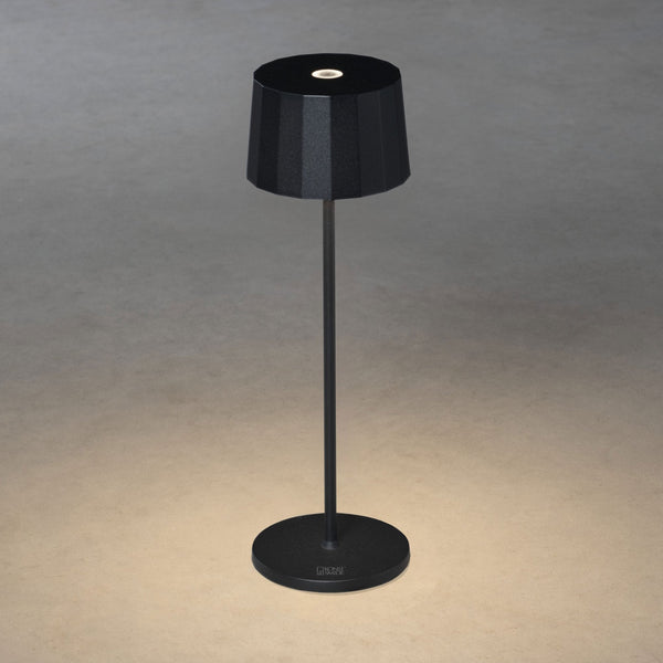 Positano IP54 USB Charged Round LED Table Light in Black