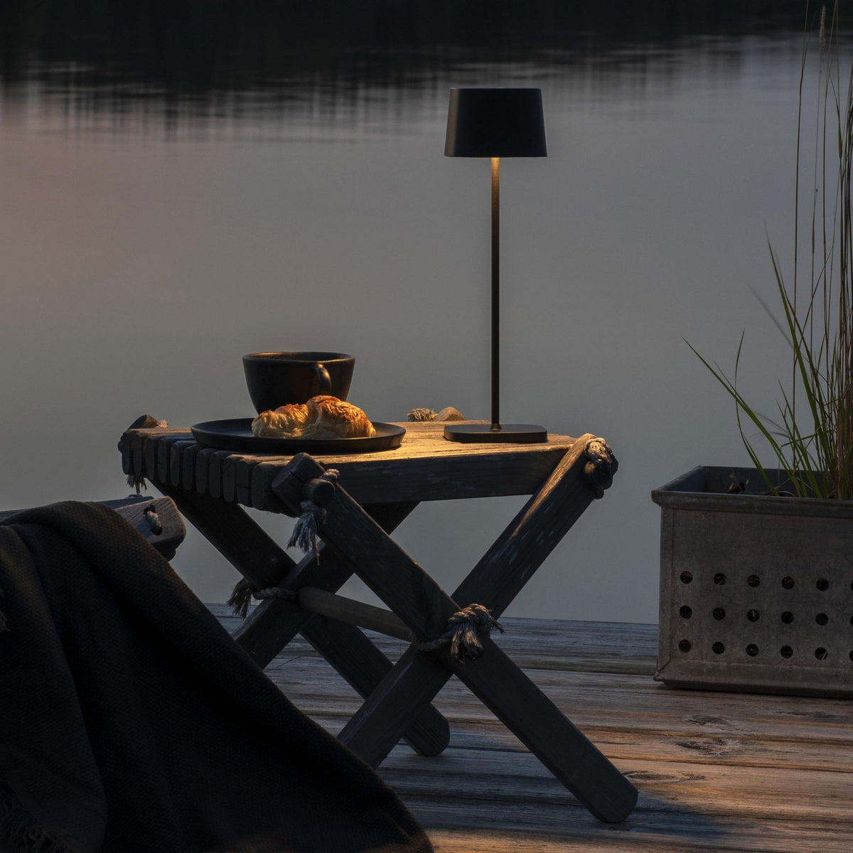 Capri IP54 USB Charged Square LED Table Light in Black