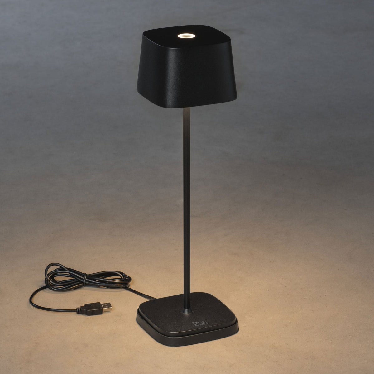 Capri IP54 USB Charged Square LED Table Light in Black