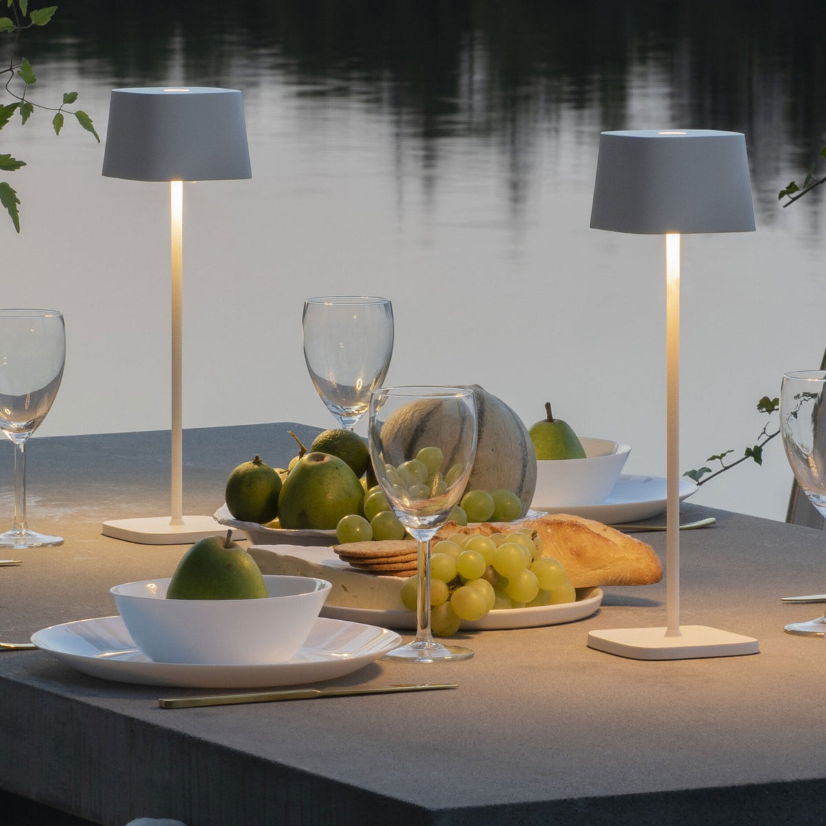 Capri IP54 USB Charged Square LED Table Light in White