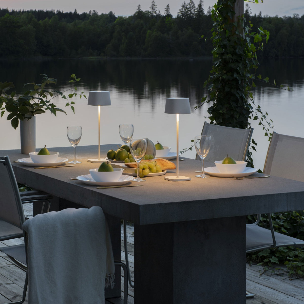 Capri IP54 USB Charged Square LED Table Light in White