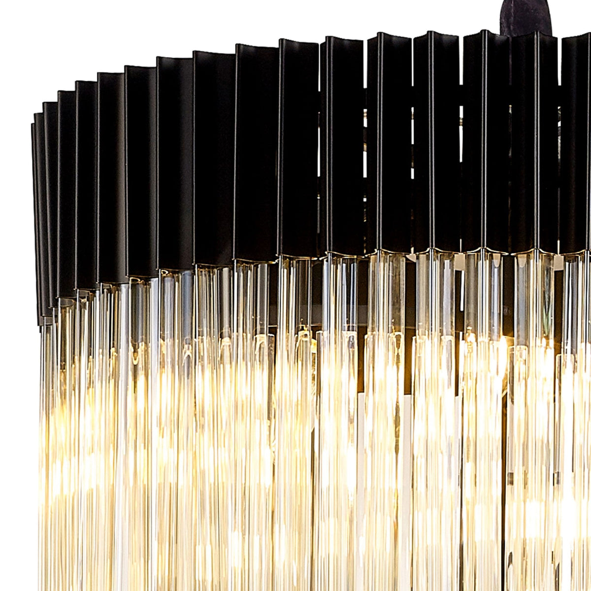 Kentisbeare 700mm 5 Tier 23 Lamp Chandelier in Matt Black & Cognac Glass