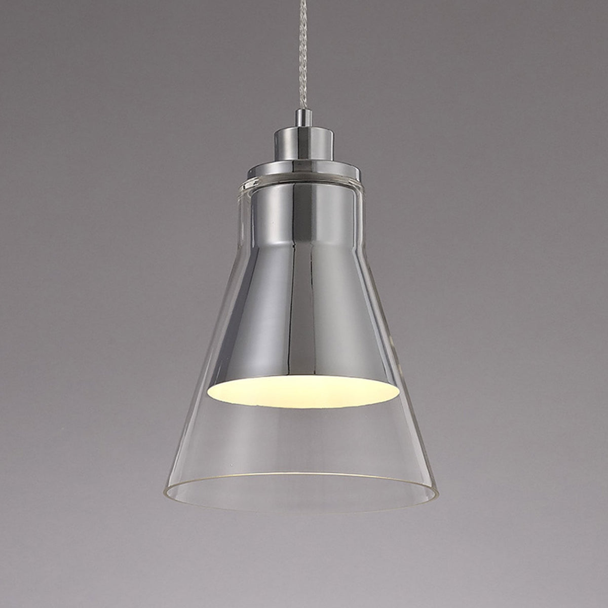 Huxham Single Pendant in Polished Chrome with Clear Glass