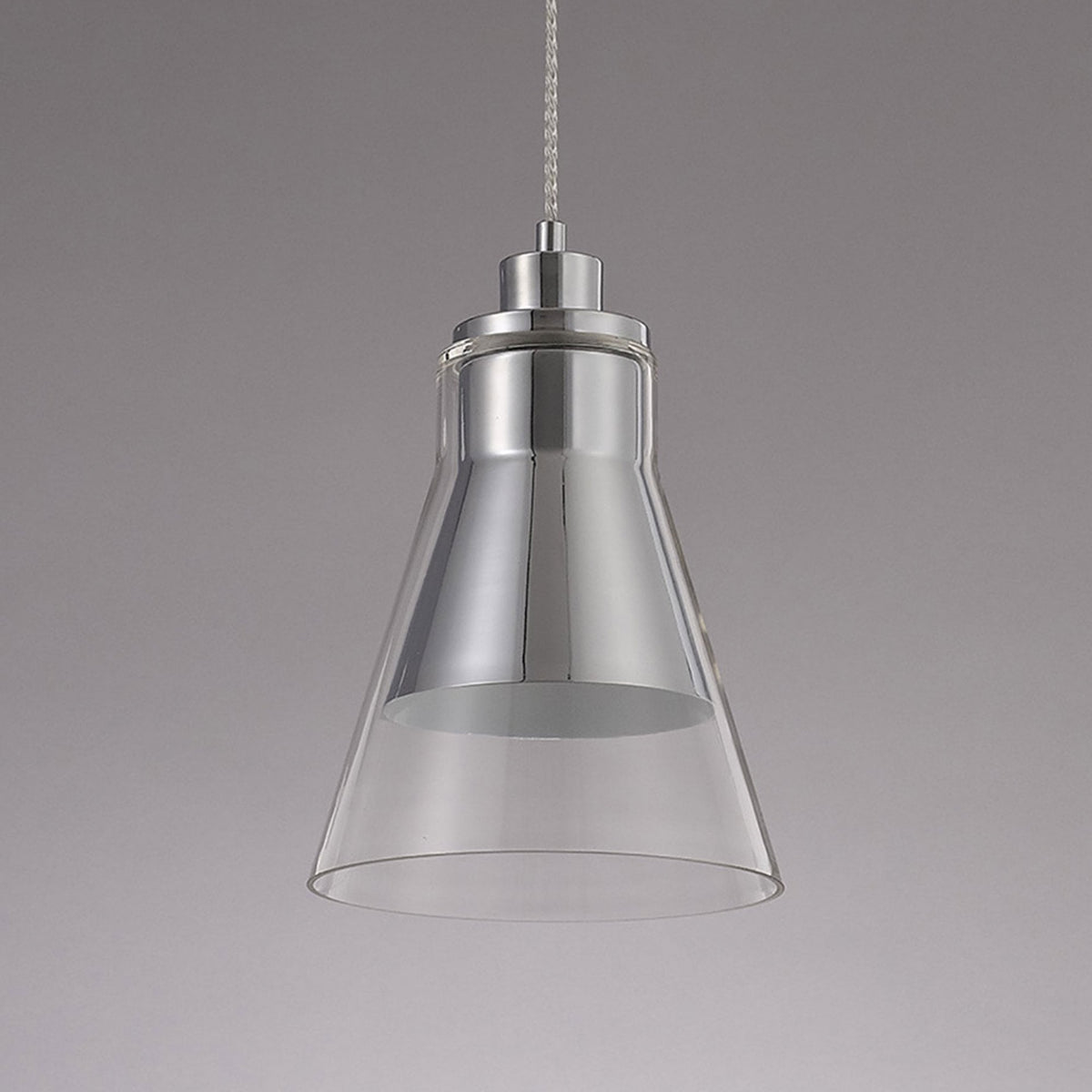 Huxham Single Pendant in Polished Chrome with Clear Glass