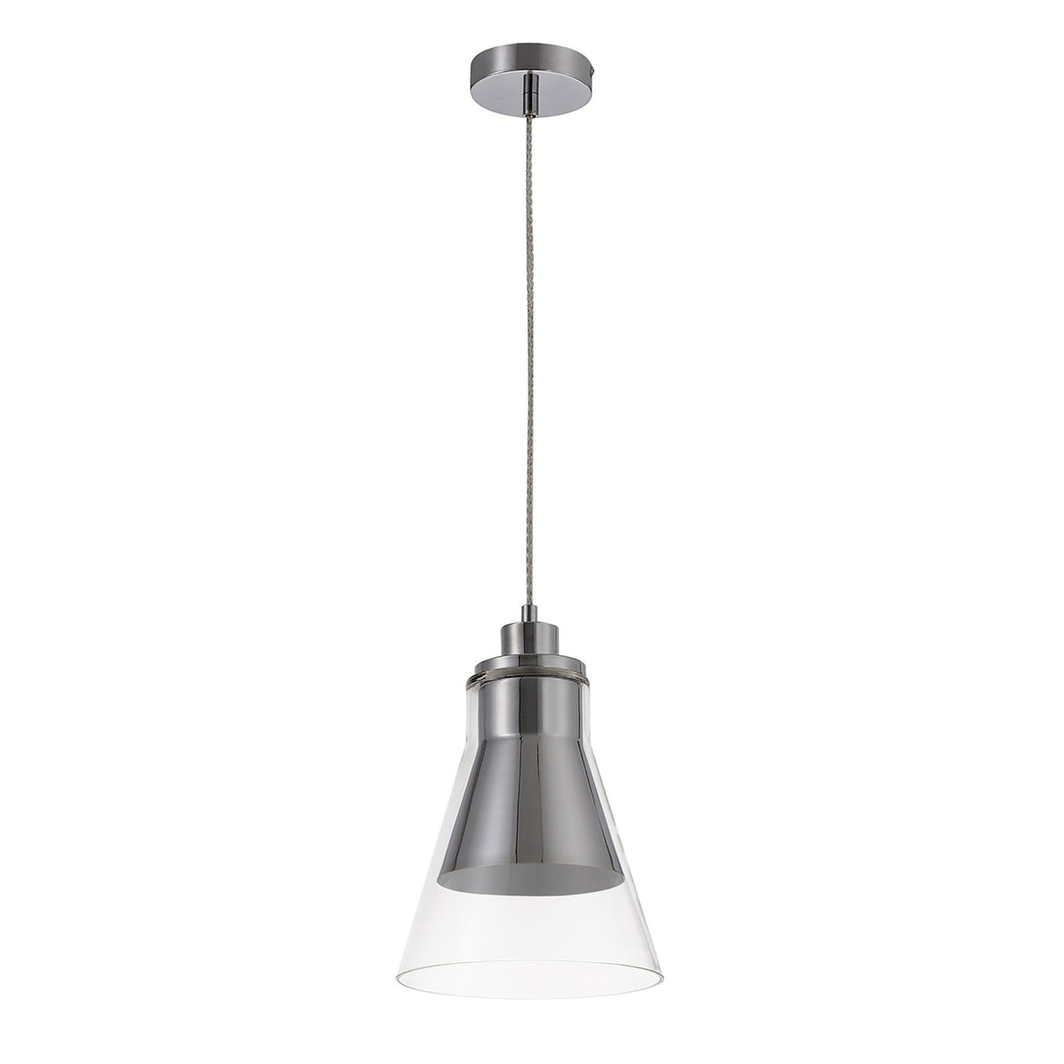 Huxham Single Pendant in Polished Chrome with Clear Glass