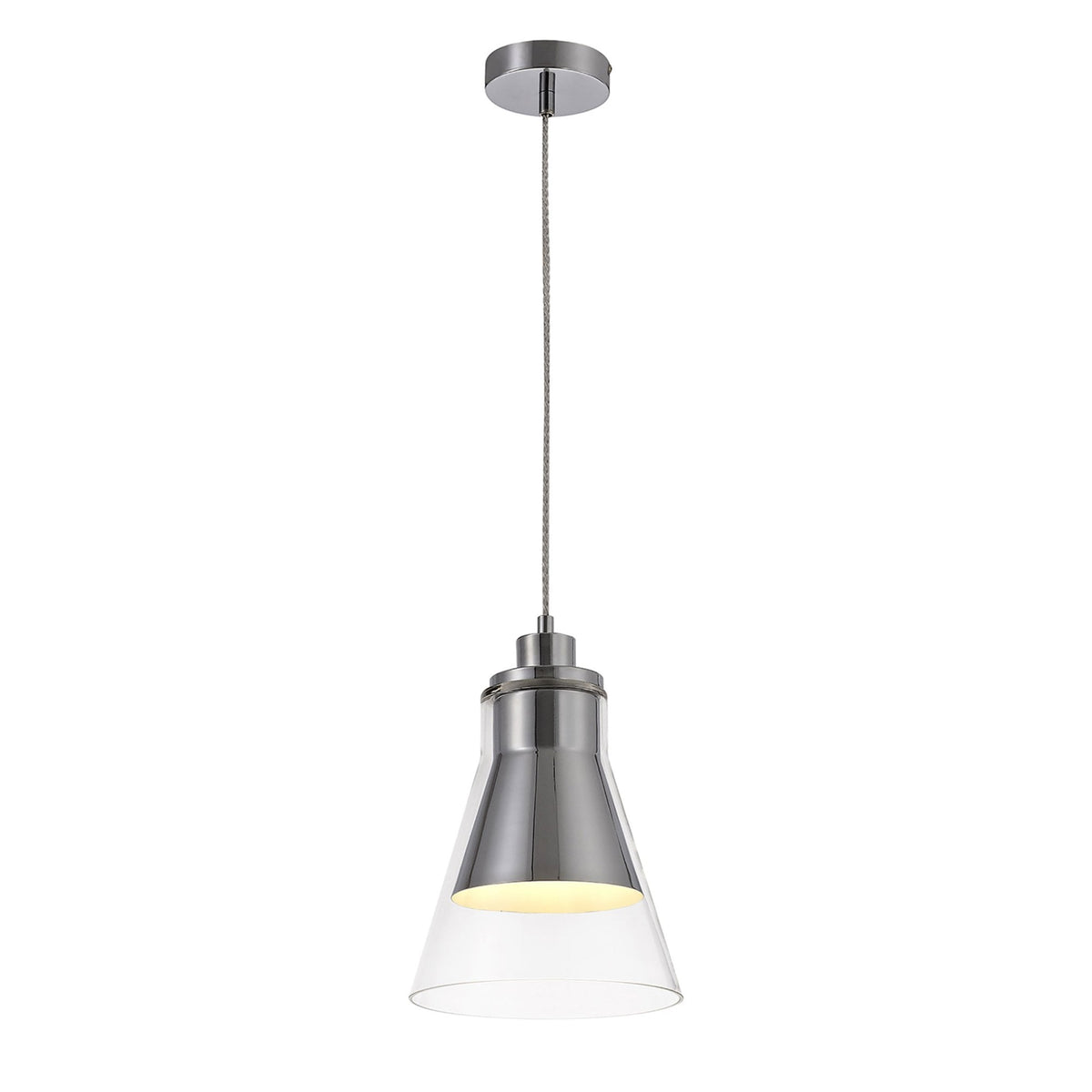 Huxham Single Pendant in Polished Chrome with Clear Glass