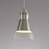 Huxham Single Pendant in Satin Nickel with Clear Glass