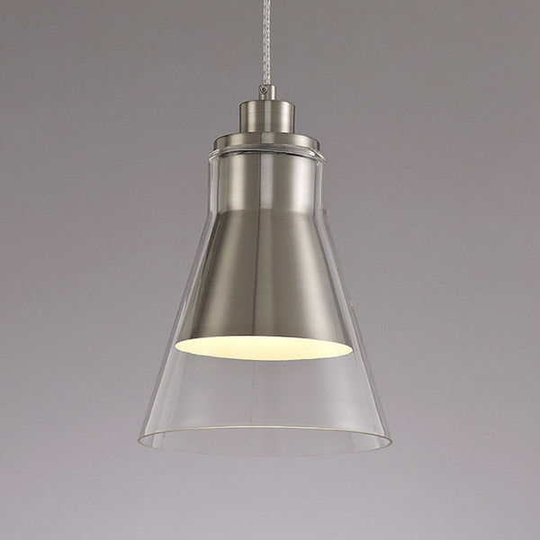 Huxham Single Pendant in Satin Nickel with Clear Glass
