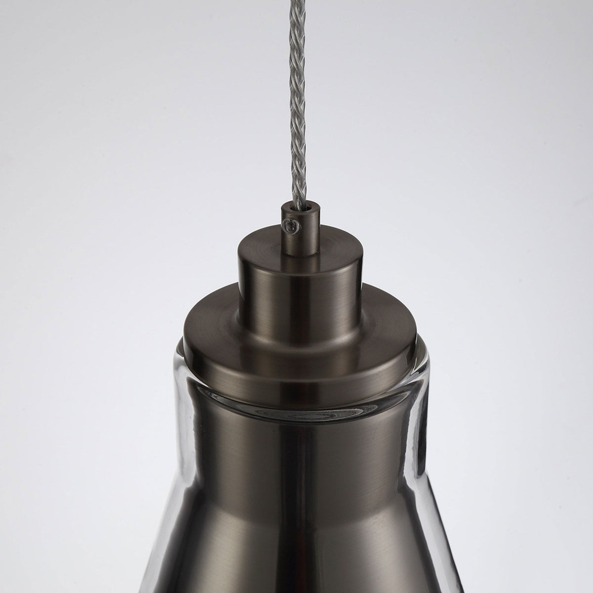 Huxham Single Pendant in Satin Nickel with Clear Glass