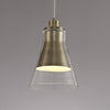 Huxham Single Pendant in Antique Brass with Clear Glass