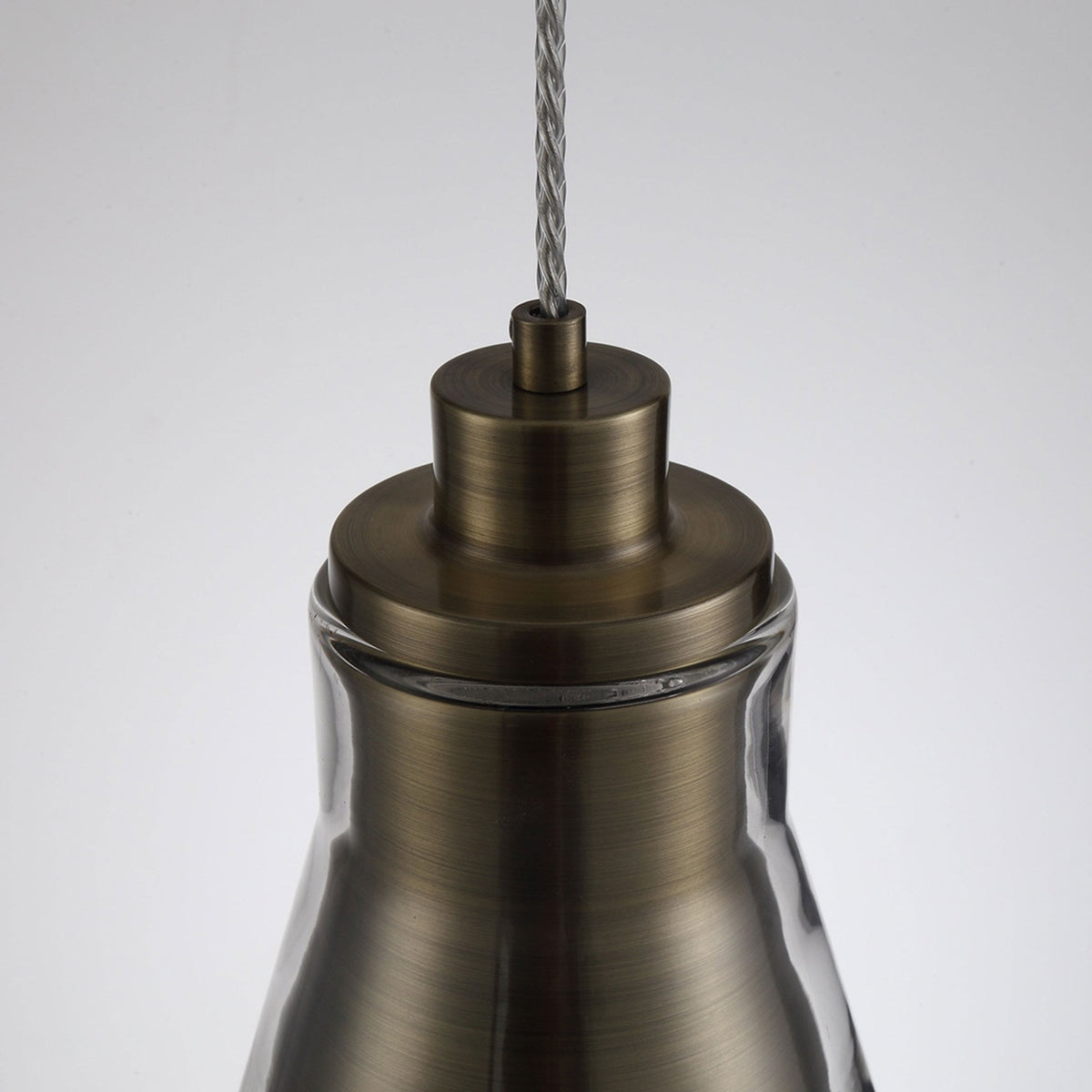 Huxham Single Pendant in Antique Brass with Clear Glass