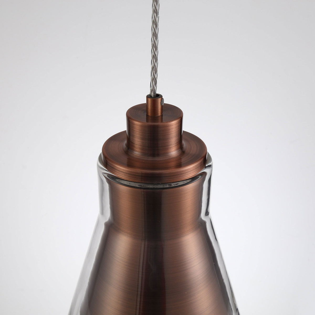 Huxham Single Pendant in Antique Copper with Clear Glass