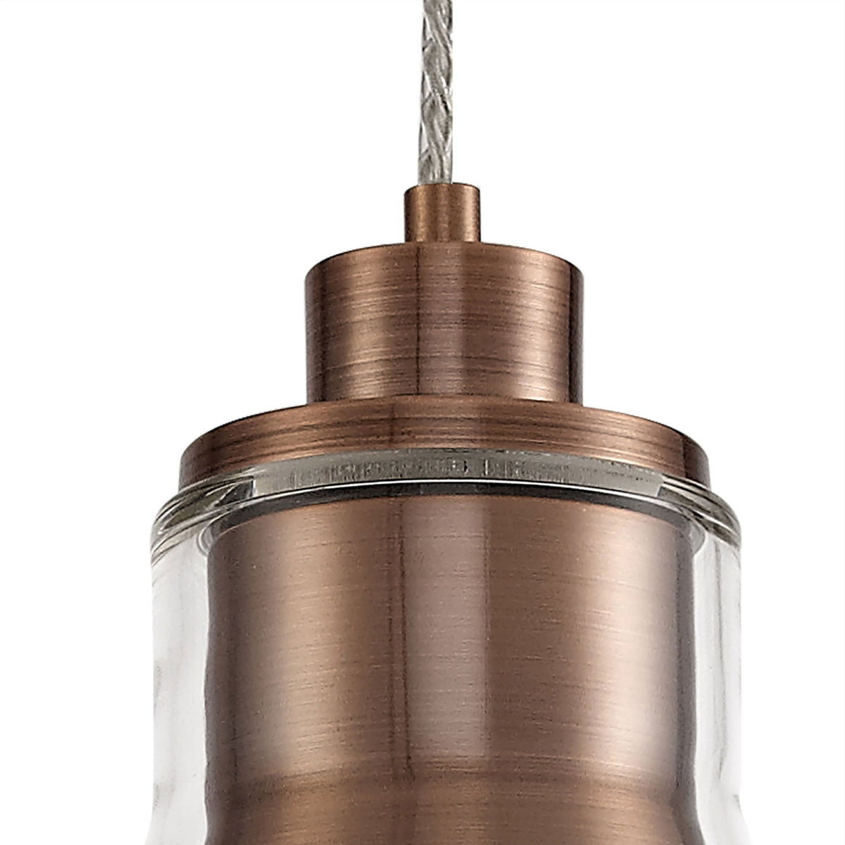 Huxham Single Pendant in Antique Copper with Clear Glass