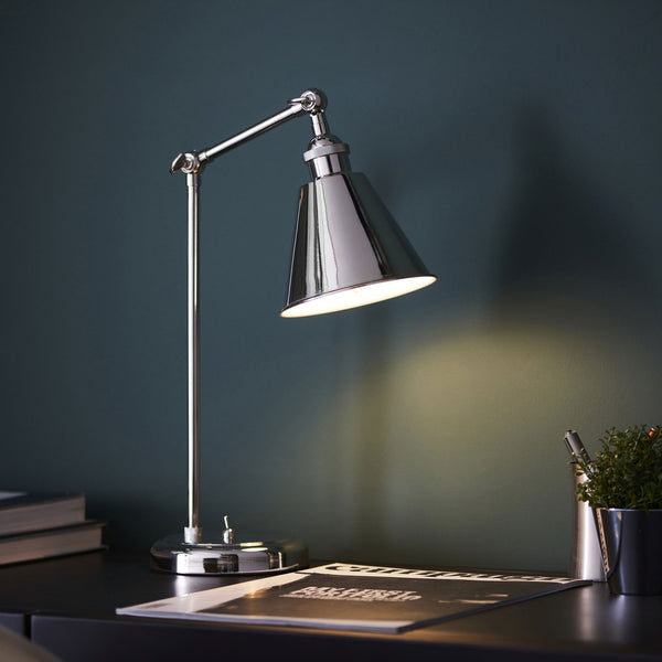 Hal Adjustable Task Table Lamp in Bright Nickel