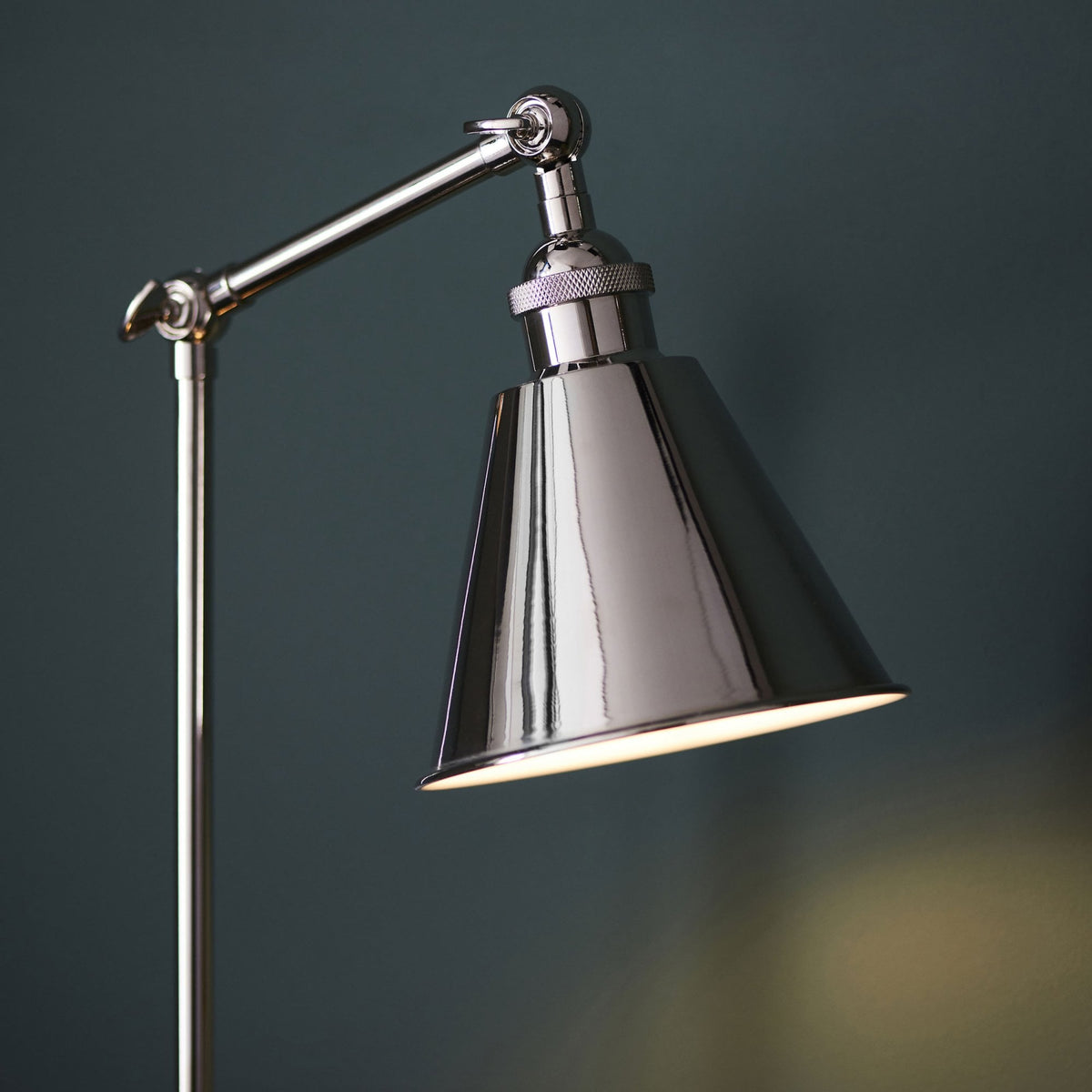 Hal Adjustable Task Table Lamp in Bright Nickel