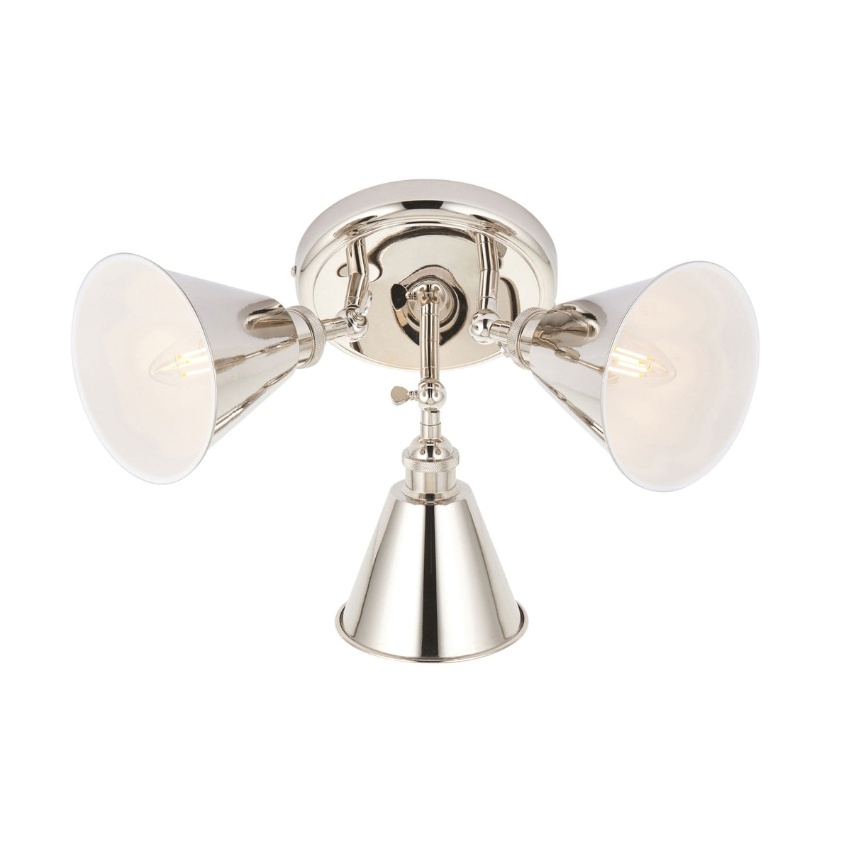 Hal Adjustable Triple Spotlight in Bright Nickel