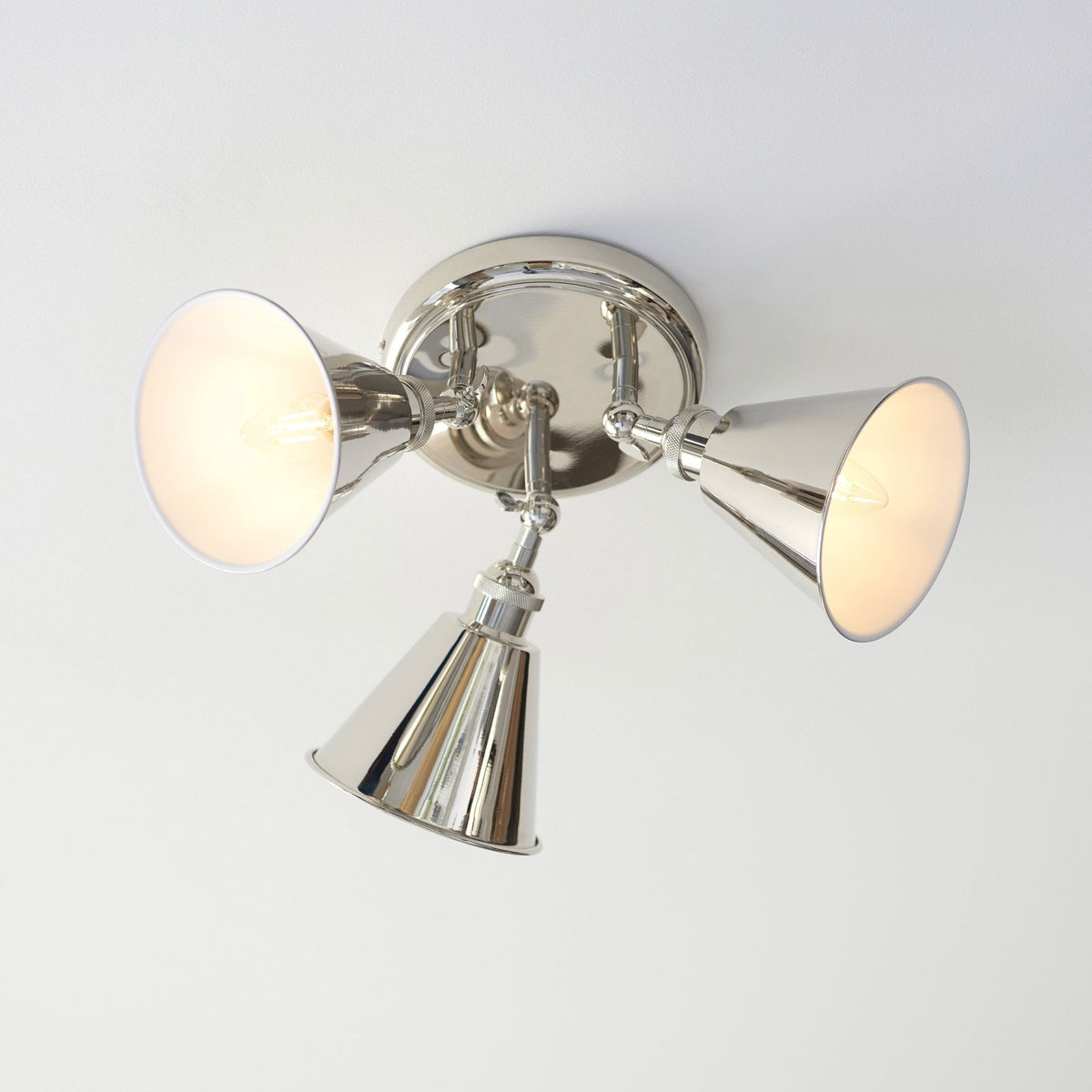 Hal Adjustable Triple Spotlight in Bright Nickel