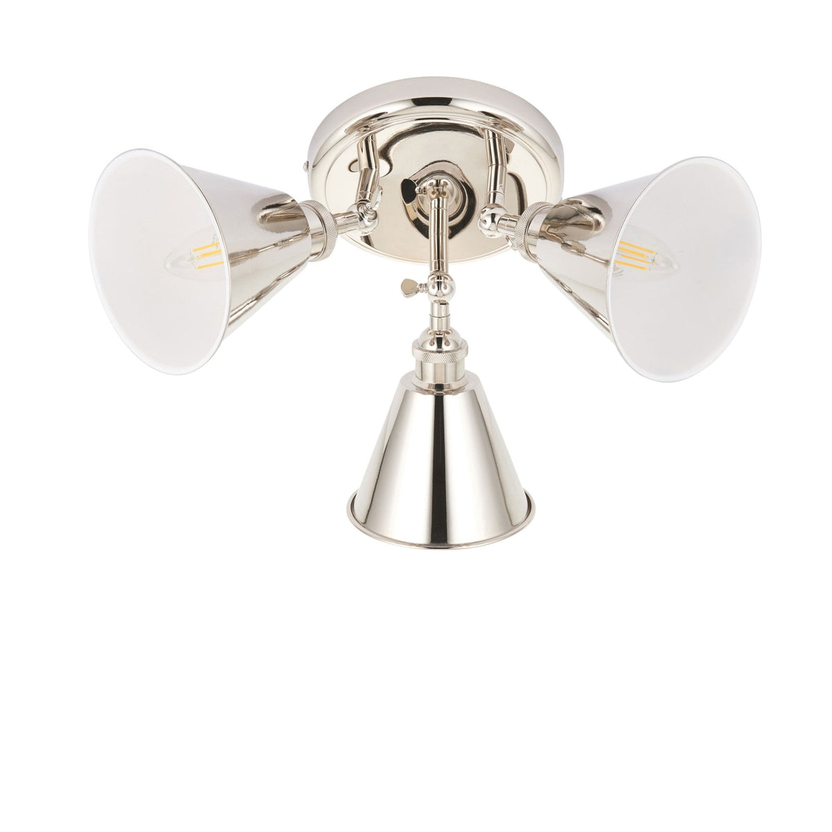 Hal Adjustable Triple Spotlight in Bright Nickel