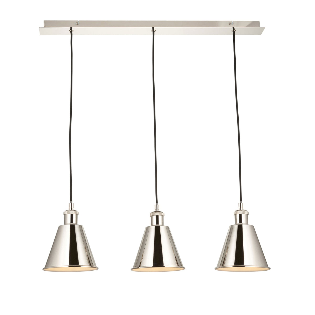 Hal Triple Drop Linear Pendant in Bright Nickel