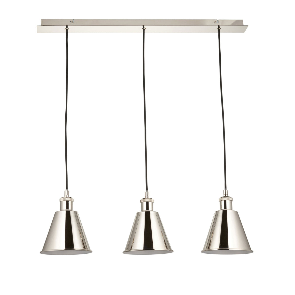 Hal Triple Drop Linear Pendant in Bright Nickel