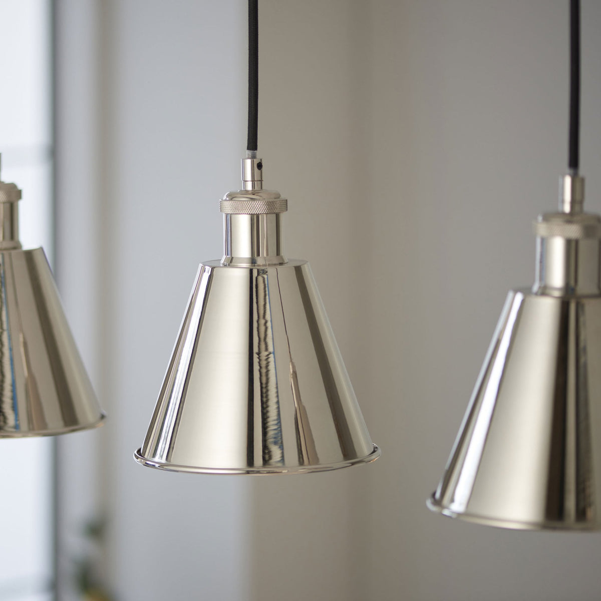 Hal Triple Drop Linear Pendant in Bright Nickel
