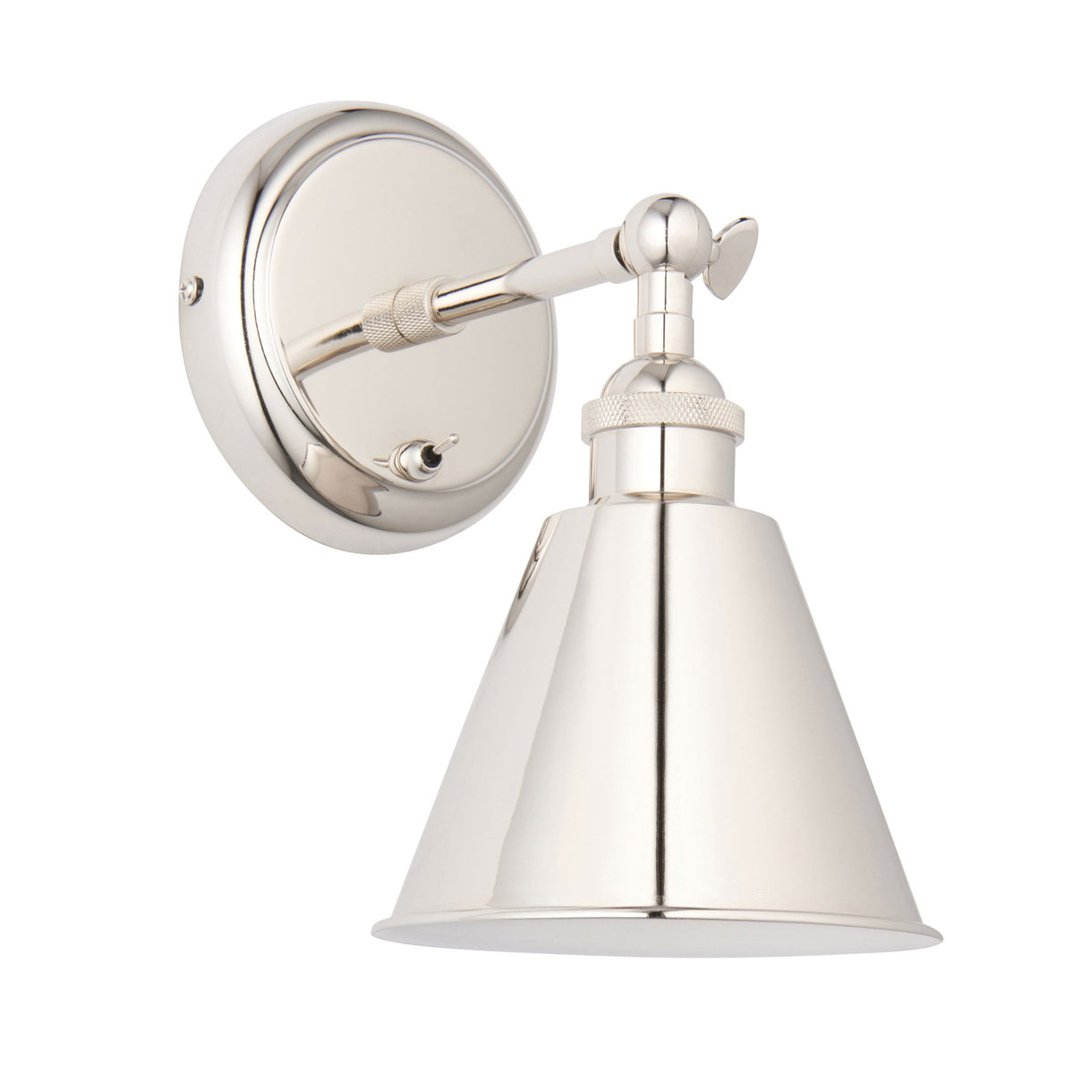 Hal Switched Adjustable Wall Light in Bright Nickel