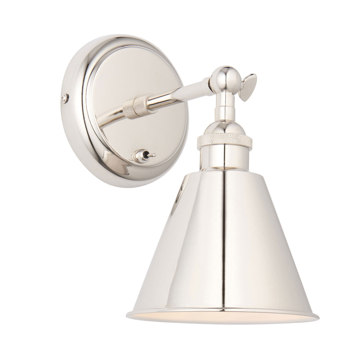 Hal Switched Adjustable Wall Light in Bright Nickel