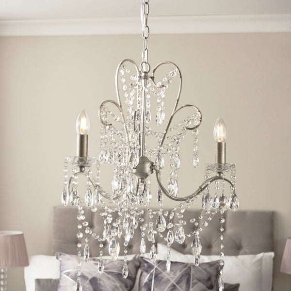 Berkley Three Light Chandelier in Aged Silver